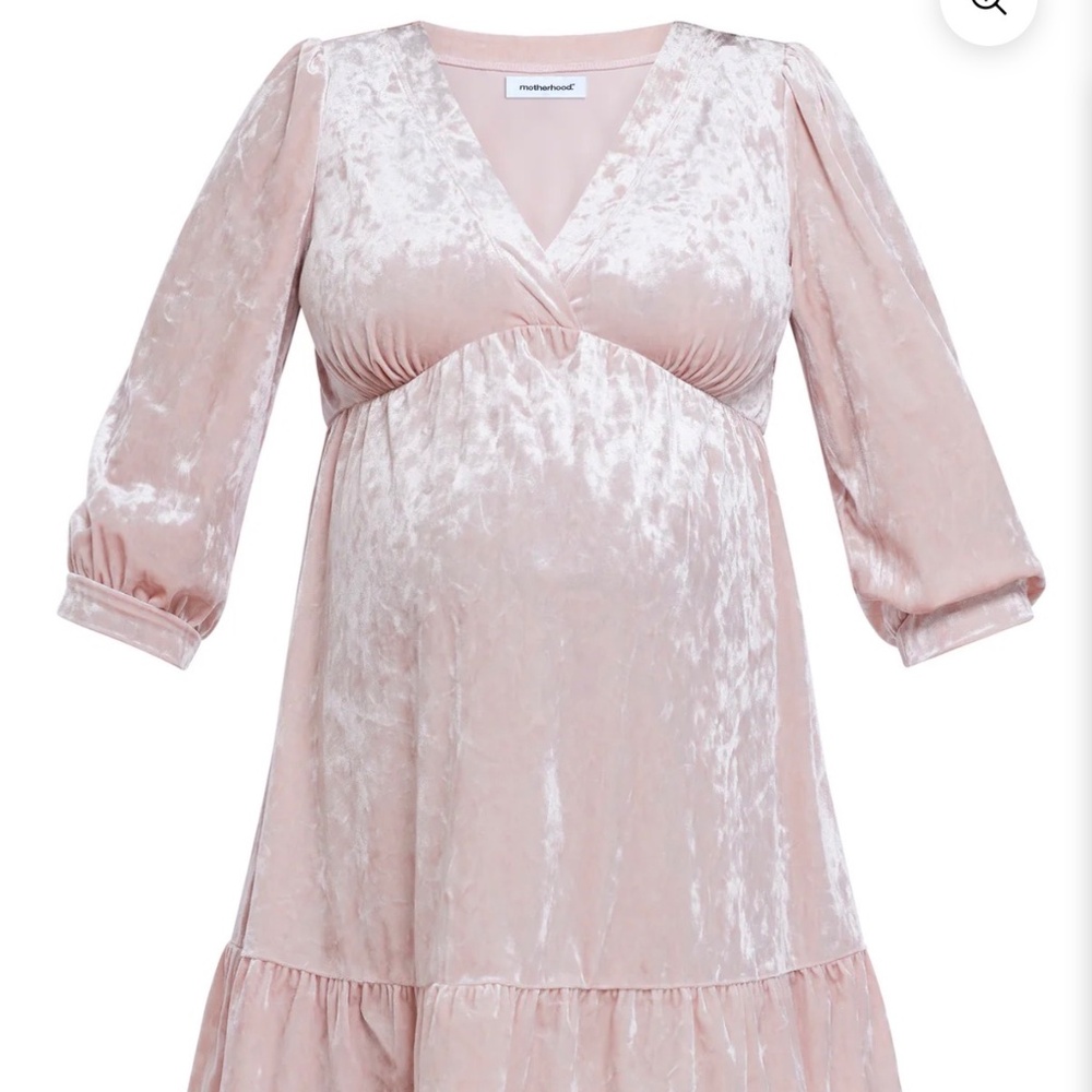 NWT- Maternity Crushed Velvet Empire Waist Dress